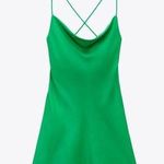 ZARA Green Satin Effect Mini Summer Party Dress Photo 5
