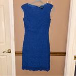 Ralph Lauren Lauren Stretch Lace Shift Dress Boatneck Cap Sleeve royal blue 2 Photo 1