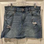 Aeropostale Blue Distressed Denim Mini Skirt Size 12 Photo 0