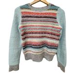 Anthropologie Knitted & Knotted Fuzzy Stripe Eyelash Sweater Pastel Blue Size XS Photo 1
