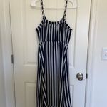 VERO MODA EUC Vero Moda women’s navy blue white striped button front midi dress medium Photo 6