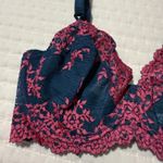 Wacoal 34DD Embrace Lace Blue Pink Floral Bra Underwire Unlined 65191 Photo 9