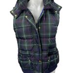 J.Crew Multicolor Plaid Checkered Zip Up Snap Button Hoodie Puffer Coat Vest XL Photo 0