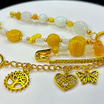 Handmade 💛  Beaded Charm‎ Keychain – Yellow & Gold Accents Charm Keychain Photo 0