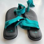 Sanuk Womens Yoga Sling Thong Sandals Blue Turquoise Fabric Heel Strap 7… Photo 2
