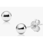 Boutique NEW Rhodium 925 Sterling Silver Ball Stud Earrings Classic Round‎ Sphere, 6mm Photo 2