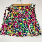 ZARA Bright Colorful Floral Print Wrap Mini Skirt Womens XS Skort Tropical Beach Photo 8