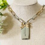 Coach  Gold Bow and Silver Hangtag Necklace Photo 4