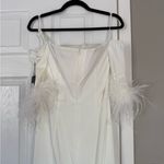 Mac Duggal  Long Off Shoulder Feathers Formal Bridal Gown Photo 8