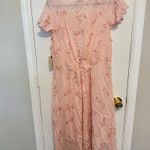 Lucky Brand Pink Cream Paisley Print Olivia Chiffon Dress Large Photo 2