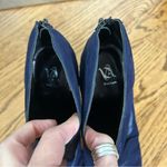 Velvet Angels | Platinum Blue Leather Ruched Front Island Platform Heels Size 9 Photo 5