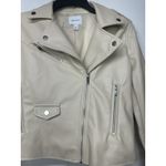 Nine West Women’s  Faux Leather Moto Jacket Size Small Cream Zip Pockets Photo 5