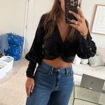 ZARA  Black Long Sleeve Twist Cropped Top Photo 0