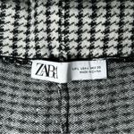 ZARA black & white houndstooth knit wide leg cropped pants women’s size large Photo 7