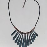 Graduated Hammered Copper Chimes on Leather Necklace, Rocker Style, Musician Black Photo 1