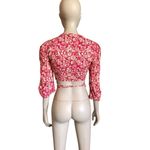 ZARA Red, Pink and White 3/4 Sleeve Crop Top Photo 3