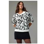 Anthropologie Maeve Heart Printed Sweatshirt Size 3X Black White Coquette Boho Photo 2
