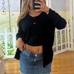 Jones New York black cardigan sweater with black button enclosure Photo 2