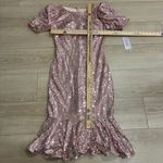 Jovani NWT  Light Pink Sequin Puff Sleeve Fit and Flare Sheath Dress Size 8 Photo 2