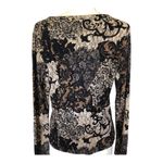 Classiques Entier Classique Entier Black Beige Baroque Floral Lace Long Sleeve Top Women's Size XL Photo 4