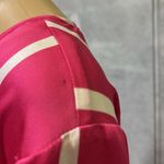 Investments  Pink White Striped Satin Long Sleeve Split Neck Blouse Womens Medium Photo 11