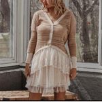 Women’s A’Reve Crochet Lace Cardigan in Latte Combo sz small NWT Tan Photo 4