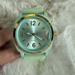 Mint Green Silicone Quartz Watch with Gold Accents Photo 1