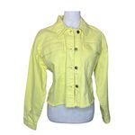 Jennifer Lopez Yellow Cotton Denim Distressed Fringed Jacket Size Large Photo 0