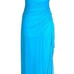 Blondie Nites Ruched Chiffon Blue Glam Slip Gown Rhinestone Accent Side Ruffle Design 5 Prom Photo 0