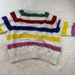 Disney  100 Striped Mickey Cardigan Sweater Women's L Colorful Button Front Photo 4