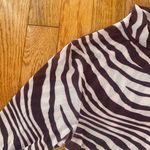 Zebra print mesh long sleeve mock neck shirt White Photo 6