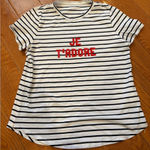 Banana Republic Je T’Adore Striped Tee – Women’s Medium French Style Graphic Top Photo 0