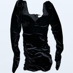 Oh Polly Midnight Shadows Velvet Mini Dress in Black, Size 0 Photo 0