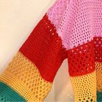 None NEW Rainbow Stripe Crochet Pullover Coverup Dress Rainbow Striped X Photo 4