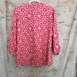Boden Blouson Sleeve Blouse Flame Scarlet, Floral Mosaic Red Size 12 Photo 4
