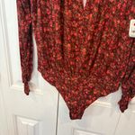 Free People Intimately  Red Floral Bodysuit Size Large Photo 3