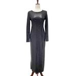 Bebe  Black Disco Dot Long Sleeve Maxi Dress Made in USA Bodycon Sequin Sz Medium Photo 1