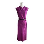ZARA  ZW‎ Collection Fuchsia Midi Dress with Belt – Size M Photo 2