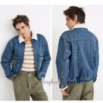Madewell NEW Sherpa-Lined blue Denim Zip Jacket, size M, NWT Photo 1