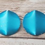 Vintage Clip On Earrings 1.25" Folded Bright Blue Circle Photo 0