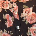 Forever 21 Forever 21Black Floral Black Button Down Skirt Size Small Photo 4