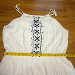 Maurice's Maurice’s Womens XL White Black Embroidered Gauze Maxi Dress Boho Vacation New Photo 2