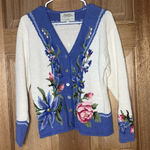 Susan Bristol RARE VINTAGE CARDIGAN STUNNING FORAL DUSTY BLUE PINK SIZE M Photo 0