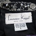 Laurence Kazar  vintage black‎ maxi dress with clear bead and white pearl, L Photo 15