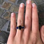 TJ Maxx Round Blue Sapphire Gemstone Yellow Gold Ring Size 7 Photo 2
