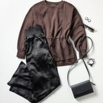 Vera Wang Simply Vera  Pants Size S Womens Black Satin Wide Leg Pull-on NWT Photo 1