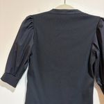 Veronica Beard  Coralee Puff Sleeve Ribbed Top Blouse Black Photo 7