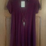 Pinc Blue and Red Cap Sleeve Tunic with Stylish Attached Necklace Size L Photo 0