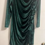 Bloom Chic 1X Green Velvet Long Sleeve Ruched Turtleneck Mini Dress Photo 2