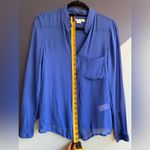 Helmut Lang Blue Semi-Sheer long-sleeved blouse Sz P/XS Photo 8